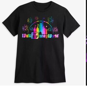 NWT. Disney World Logo Rainbow Foil T-Shirt for Adults size 2X.